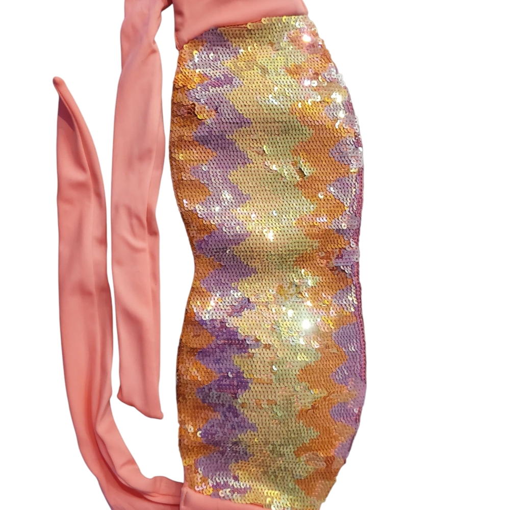 Victoria’s Secret Sequin Bandeau Bikini Top | Size Medium | Pink & Iridescent